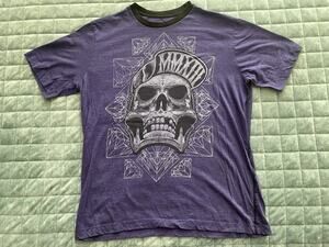 Skully Men's T-Shirt Purple Retro Skull and Diamonds Large Y2K Grunge J17